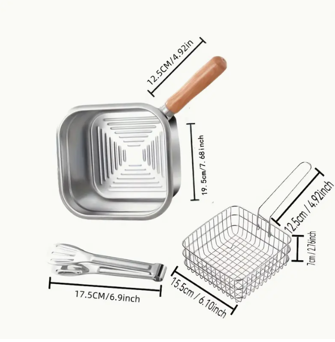 3pcs Stainless Steel Deep Fryer Set