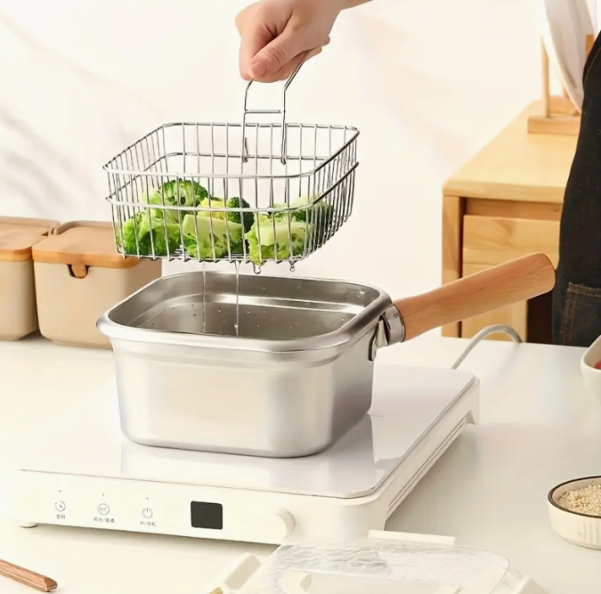 3pcs Stainless Steel Deep Fryer Set