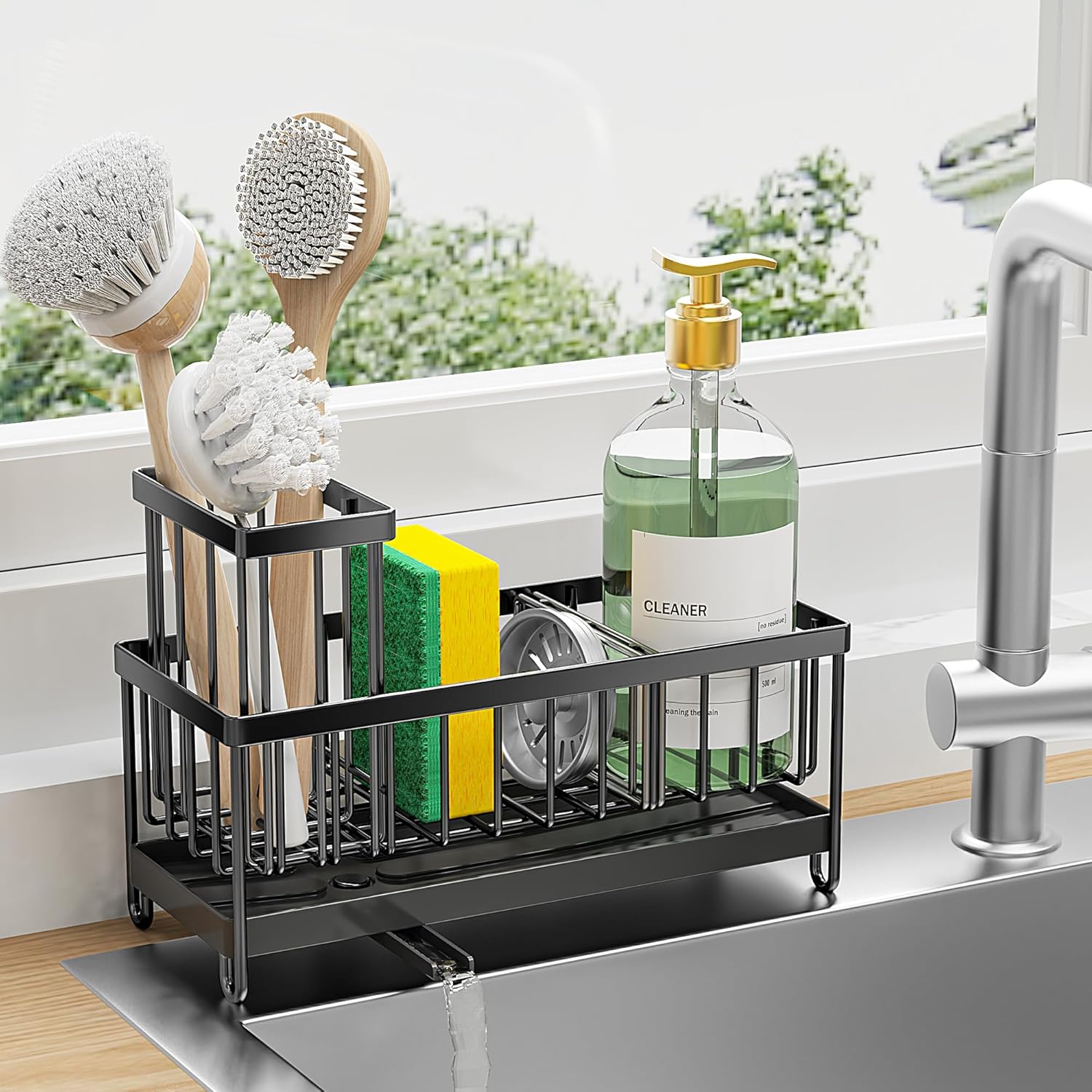 Multi-Functional Sink Organizer with Brush Holder