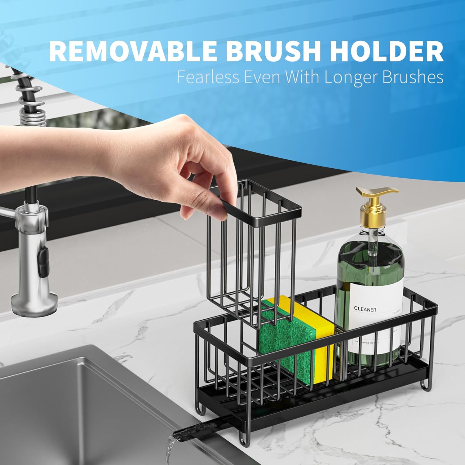 Multi-Functional Sink Organizer with Brush Holder