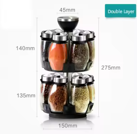 Spice Jar Glass Bottle Rack Set