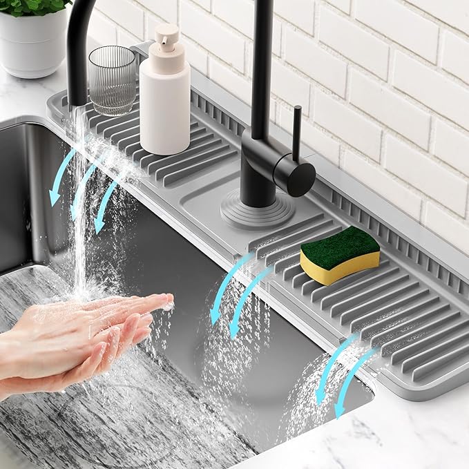 Self-Draining Faucet Splash Guard Mat