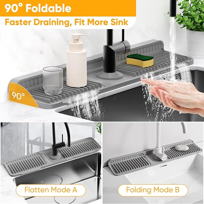 Self-Draining Faucet Splash Guard Mat