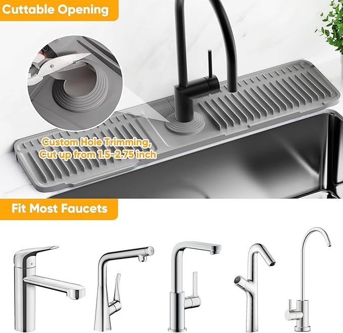 Self-Draining Faucet Splash Guard Mat
