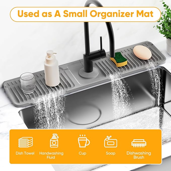 Self-Draining Faucet Splash Guard Mat