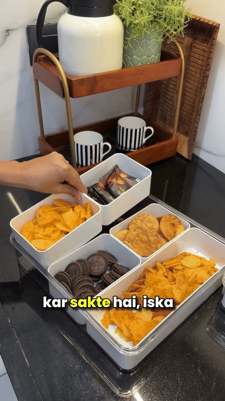 Multi-Section Transparent Snack Container with Lid