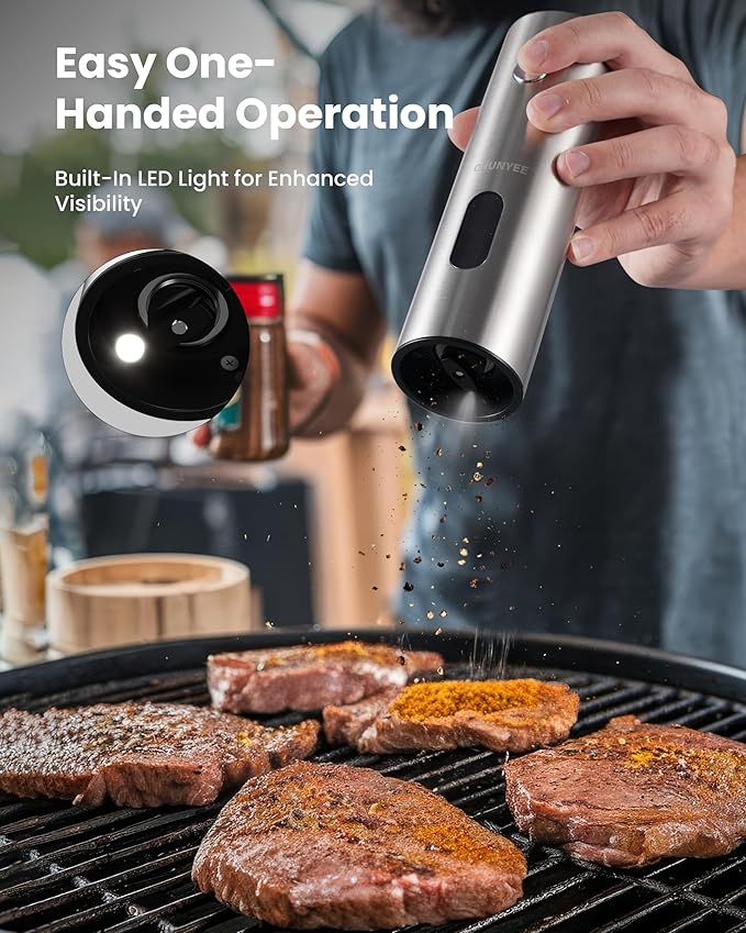 Electric Salt and Pepper Grinder Set with Rechargeable Base