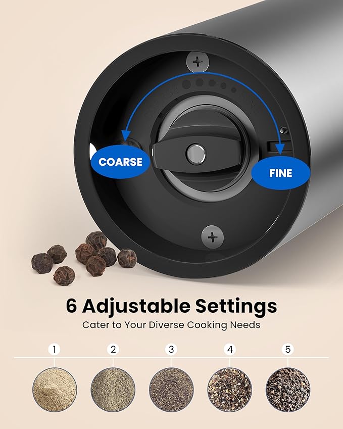 Electric Salt and Pepper Grinder Set with Rechargeable Base