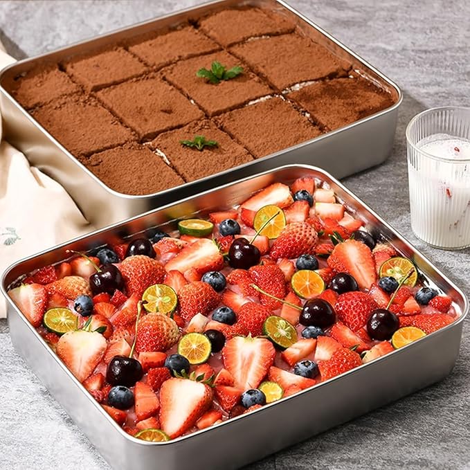 Stainless Steel Food Storage Plates with Lids (Set of 2)