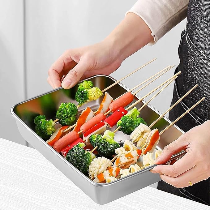 Stainless Steel Food Storage Plates with Lids (Set of 2)