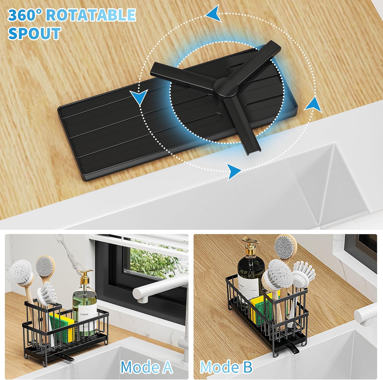 Multi-Functional Sink Organizer with Brush Holder