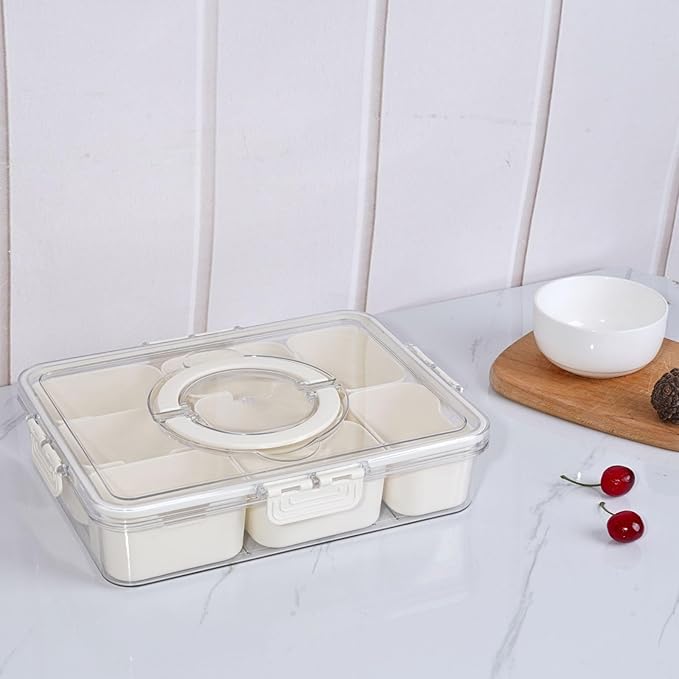 Multi-Section Transparent Snack Container with Lid