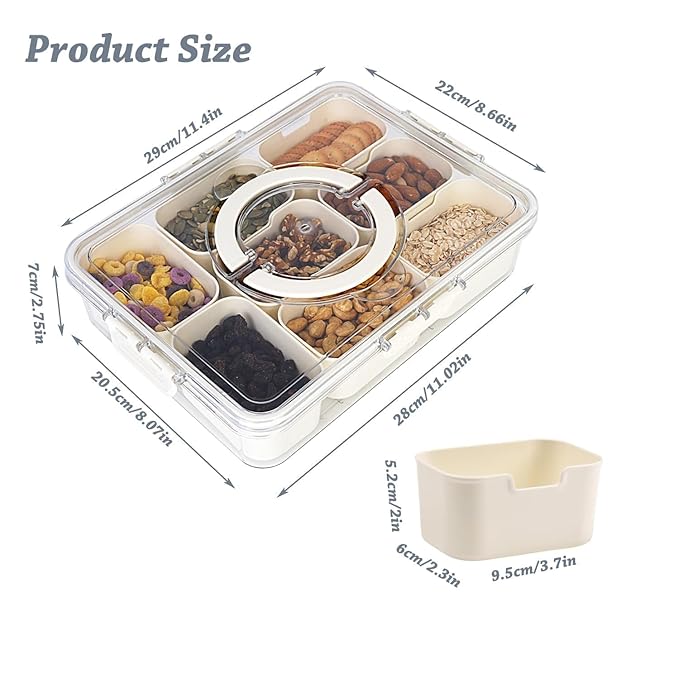 Multi-Section Transparent Snack Container with Lid