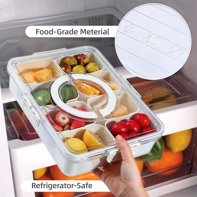 Multi-Section Transparent Snack Container with Lid