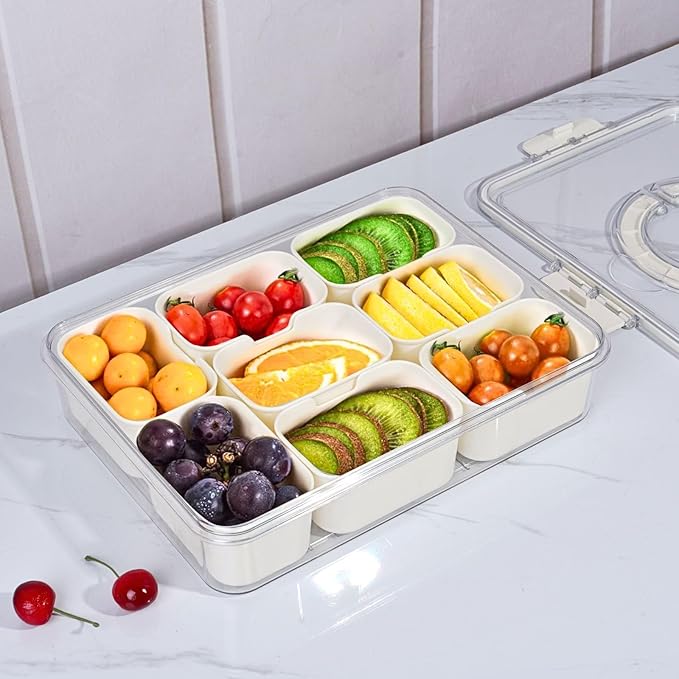 Multi-Section Transparent Snack Container with Lid